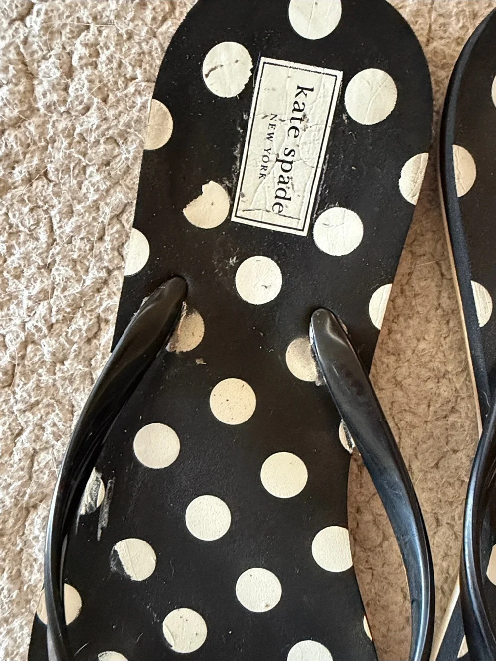 kate spade Black and White Polka Dot Bow Flip Flops Size 11